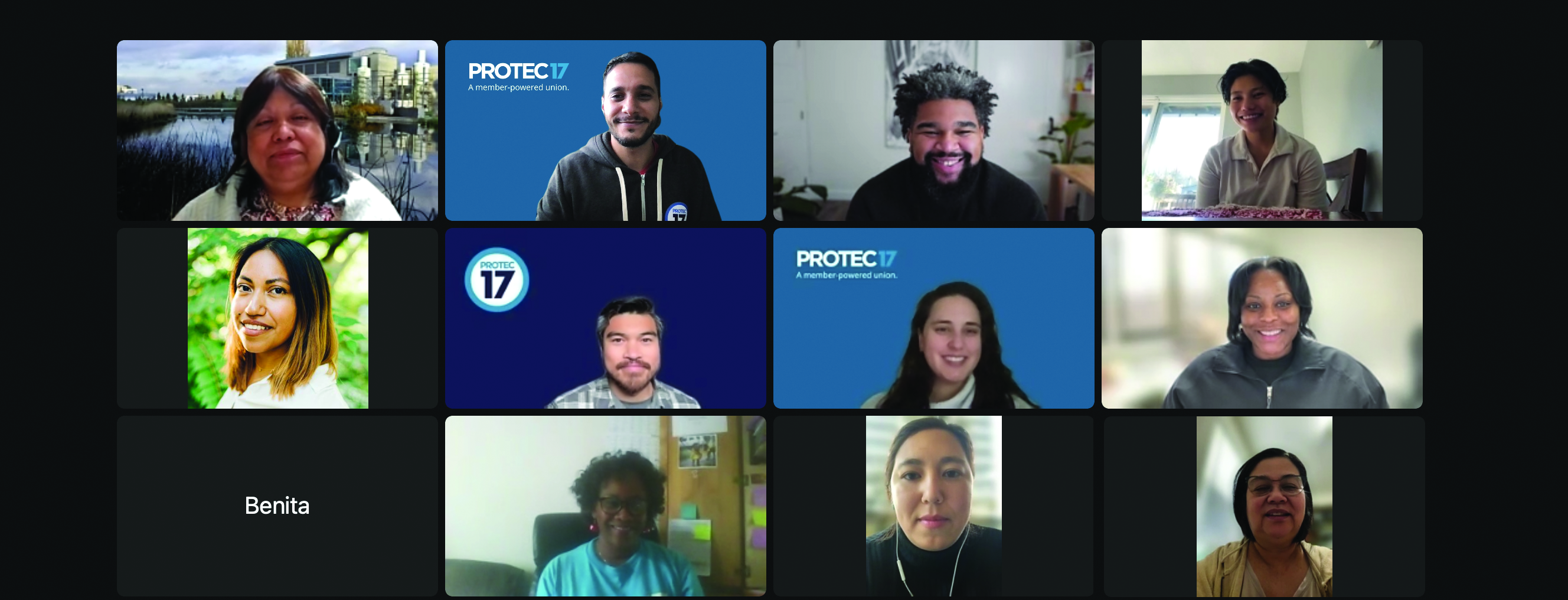 PROTEC17 staff and members gathered for the first BIPOC member group virtual meeting on Dec. 14.
