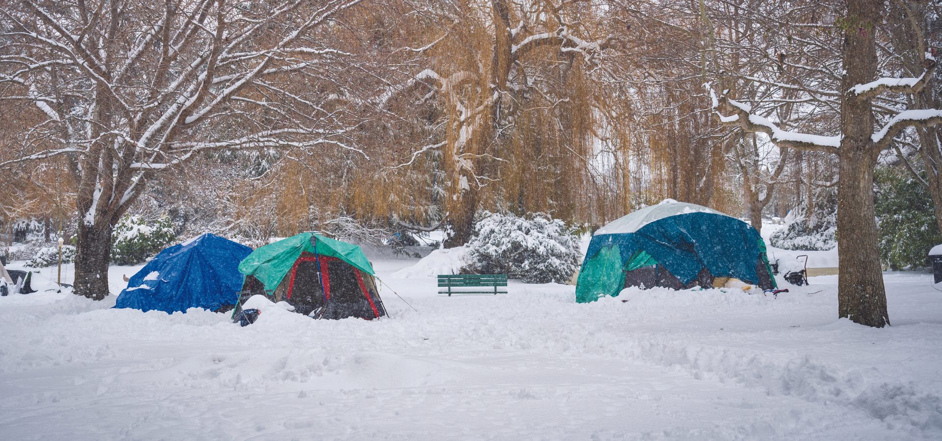 Image of tents in the snow.