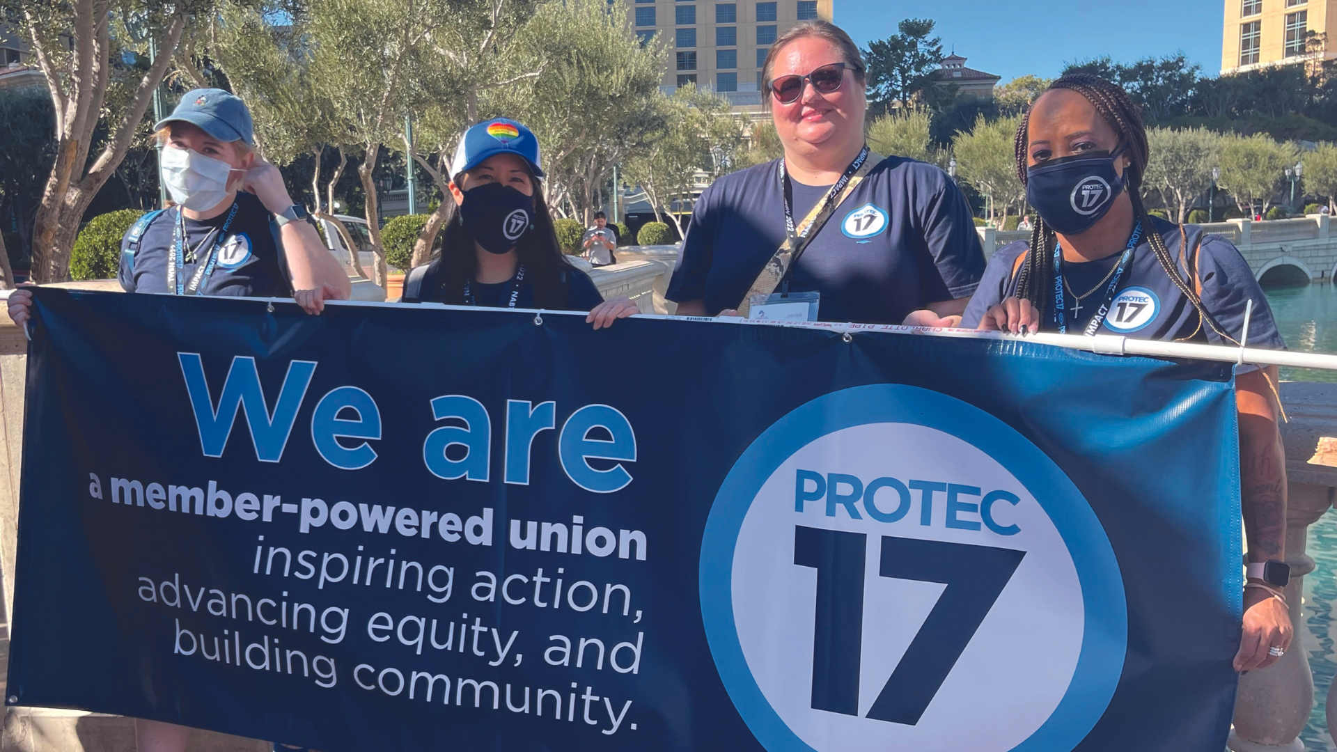 PROTEC17 members Lauren Salter, Liana Woo, Michelle Minto, and Saada Brown from Seattle City Light attended the Tradeswomen Build Nations conference in Las Vegas this fall.