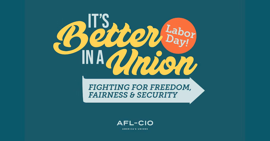 Event image from Indivisible Tacoma: text reads, "It's Better in a Union | Fighting for Freedom, Fairness, & Security," The AFL-CIO logo is pictured.